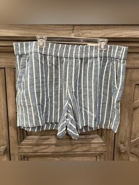 NWT Women’s SONOMA Striped Blue & White Summer Pull On Shorts (XL)